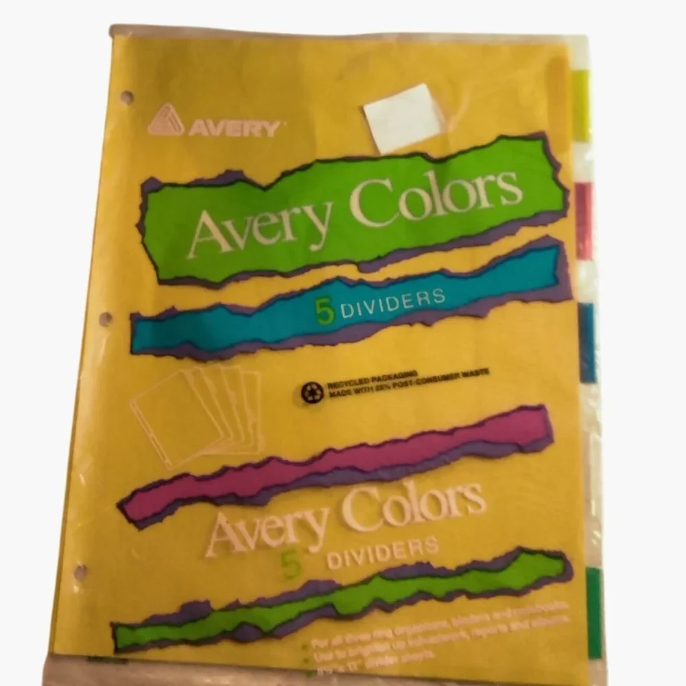 Avery Colors 5 Tab Dividers 3 Ring Binders Recycled Plastic Organization